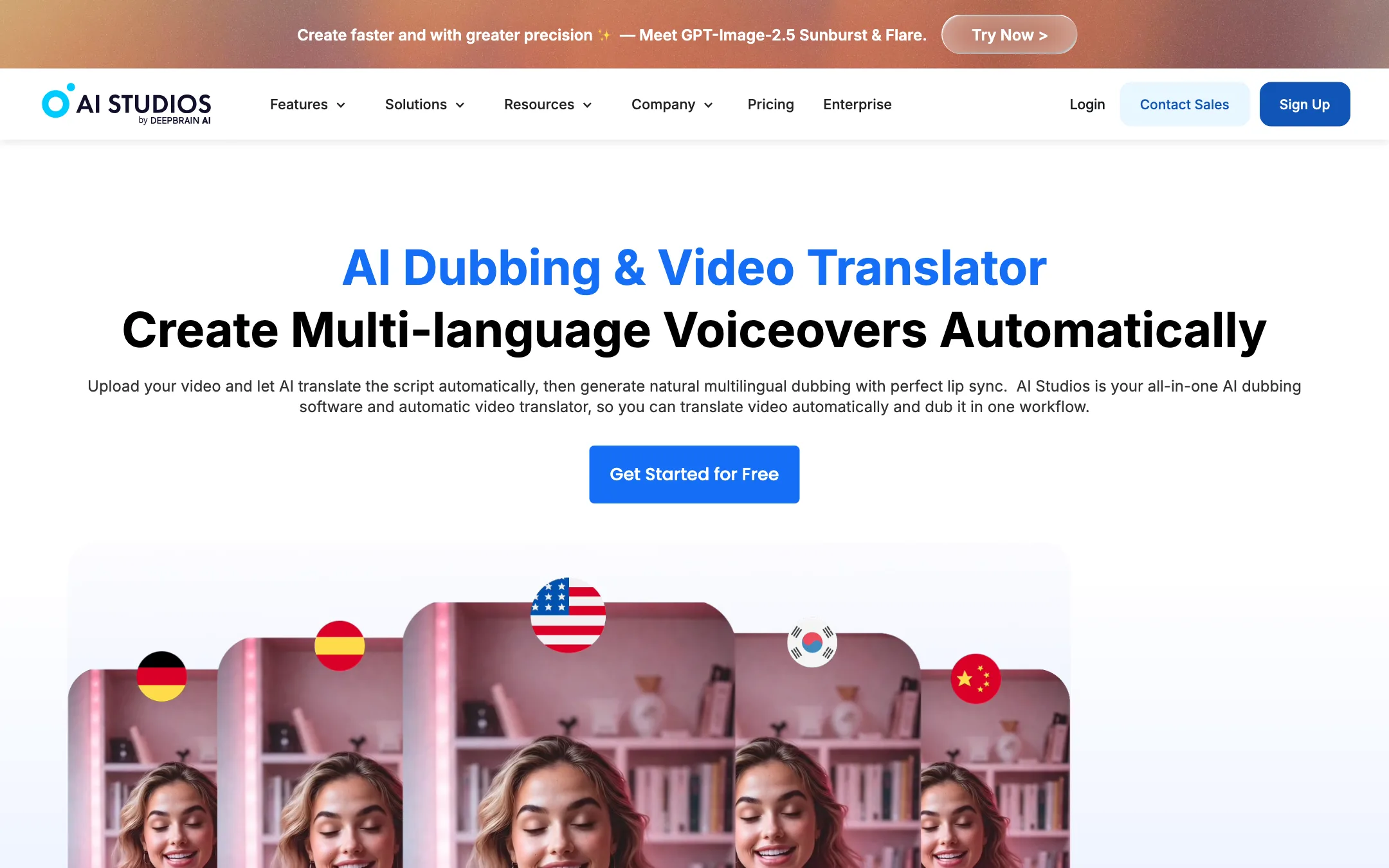 AI Studios AI Dubbing and Video Translator feature page