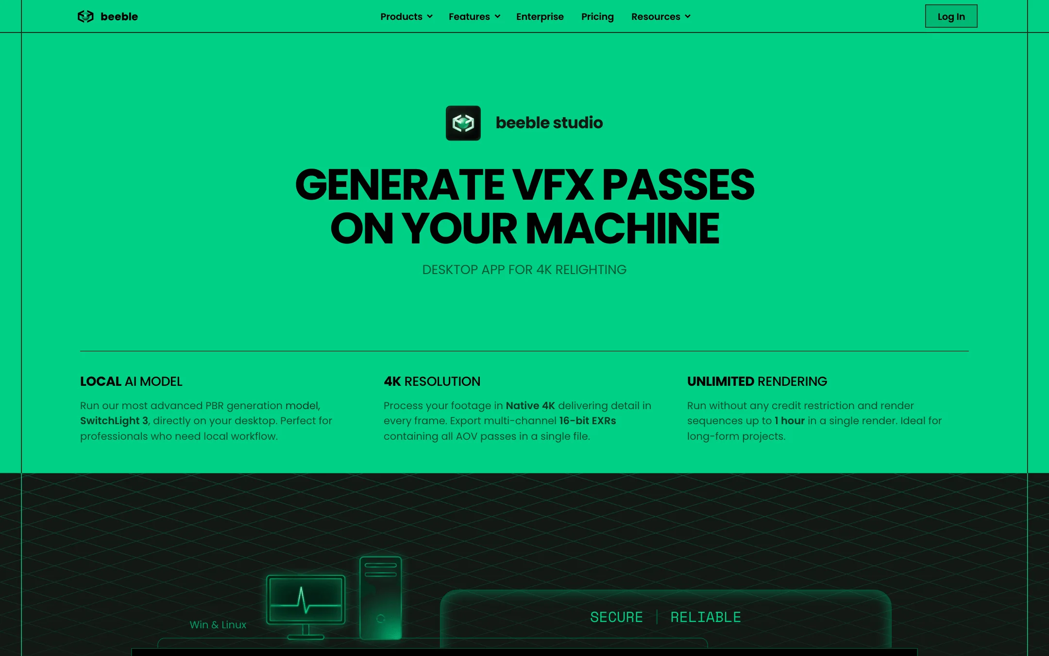 Beeble Studio page: Generate VFX passes on your machine