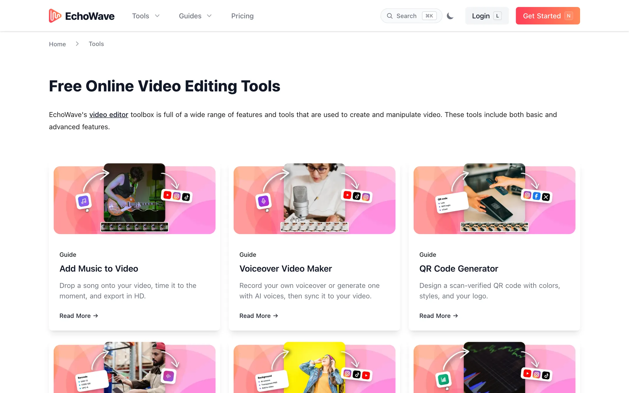 EchoWave free tools directory listing video and audio tools