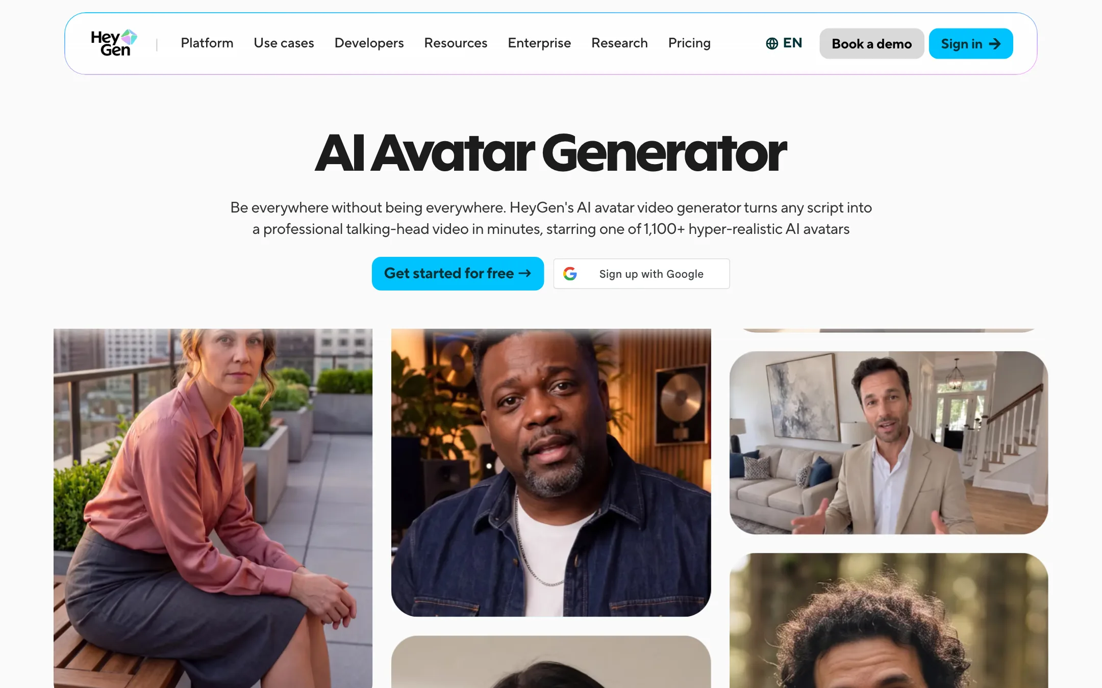 HeyGen AI Avatar Generator page