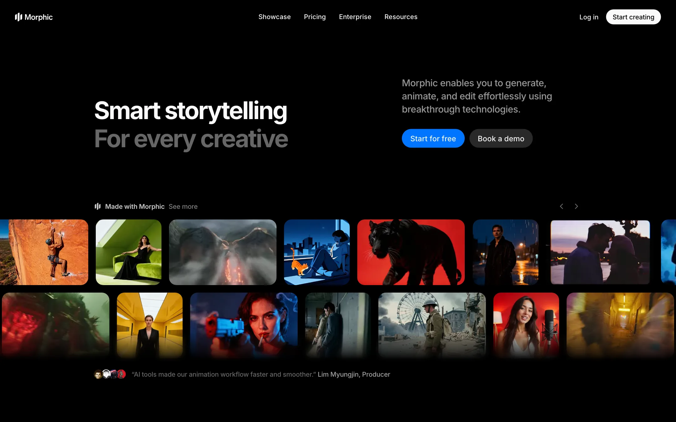 Morphic homepage: smart storytelling for every creative