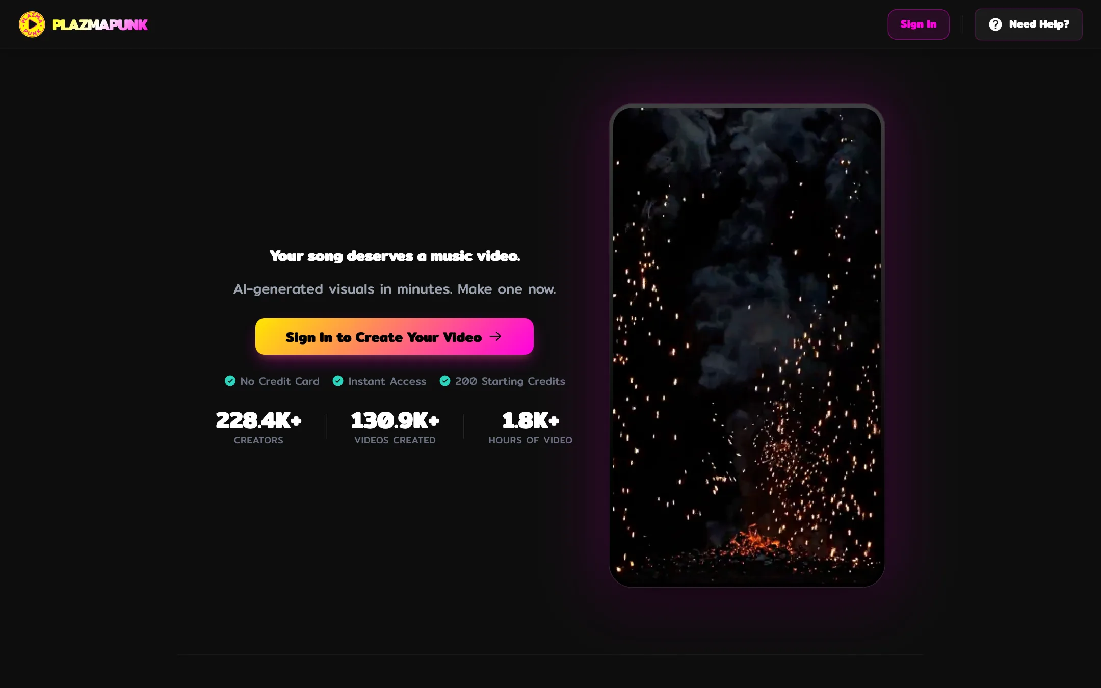 Plazmapunk app landing page with the audio-reactive style explorer