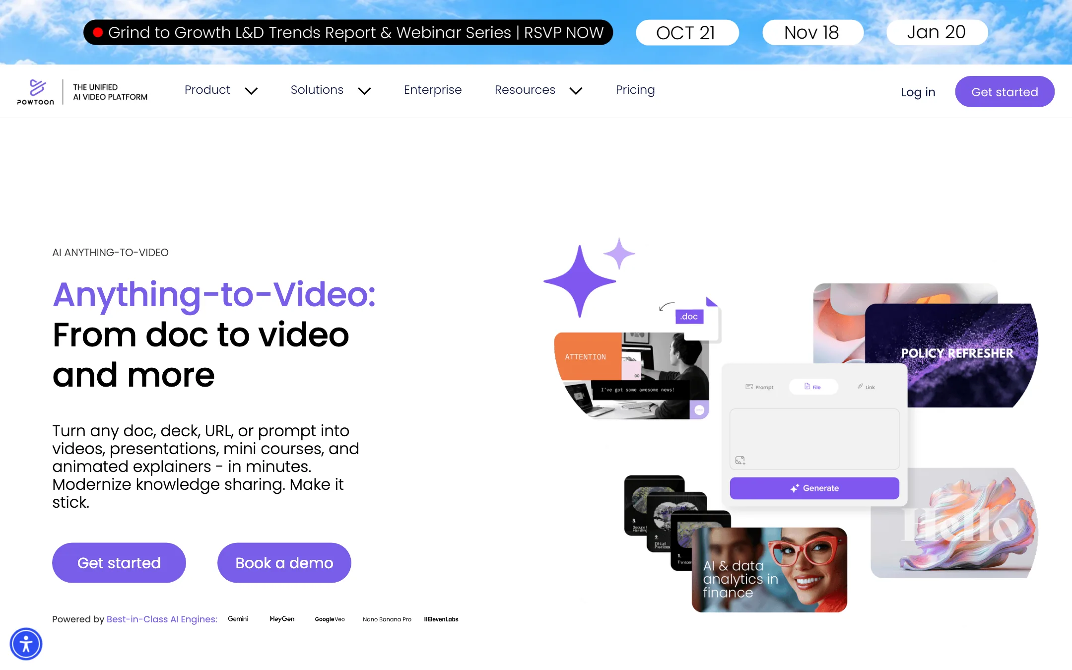 Powtoon AI Anything-to-Video page
