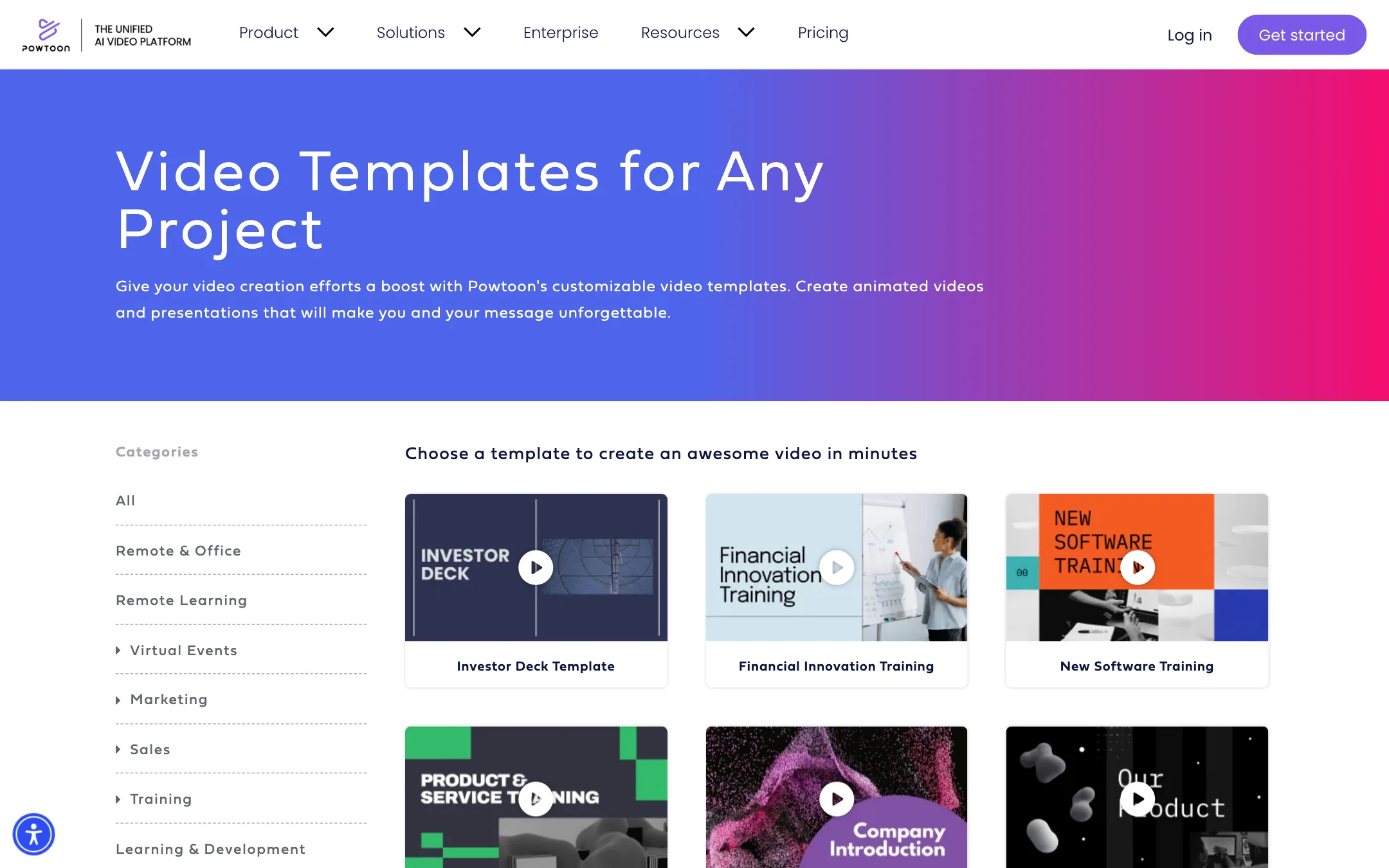 Powtoon video template gallery