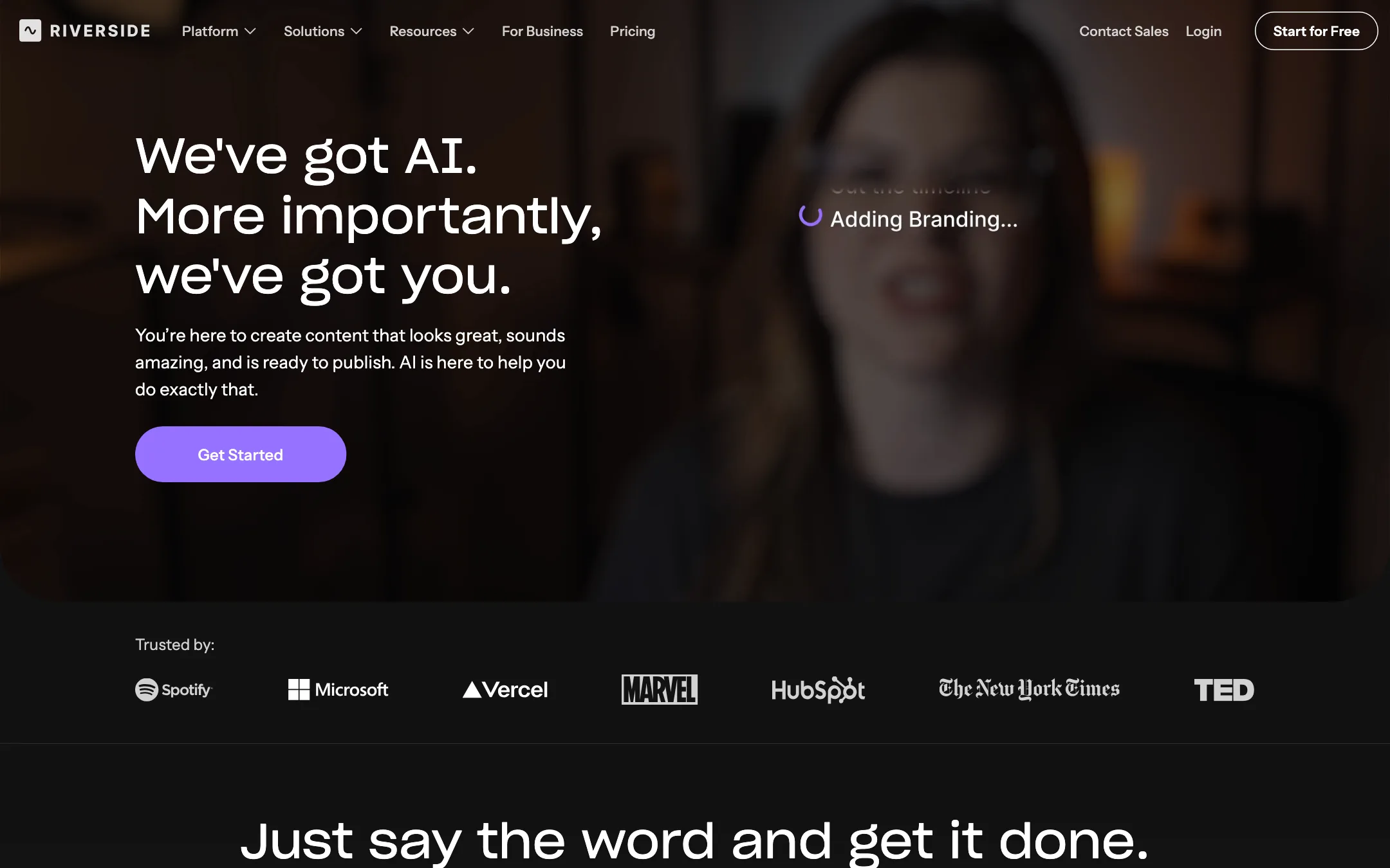 Riverside AI features page headline