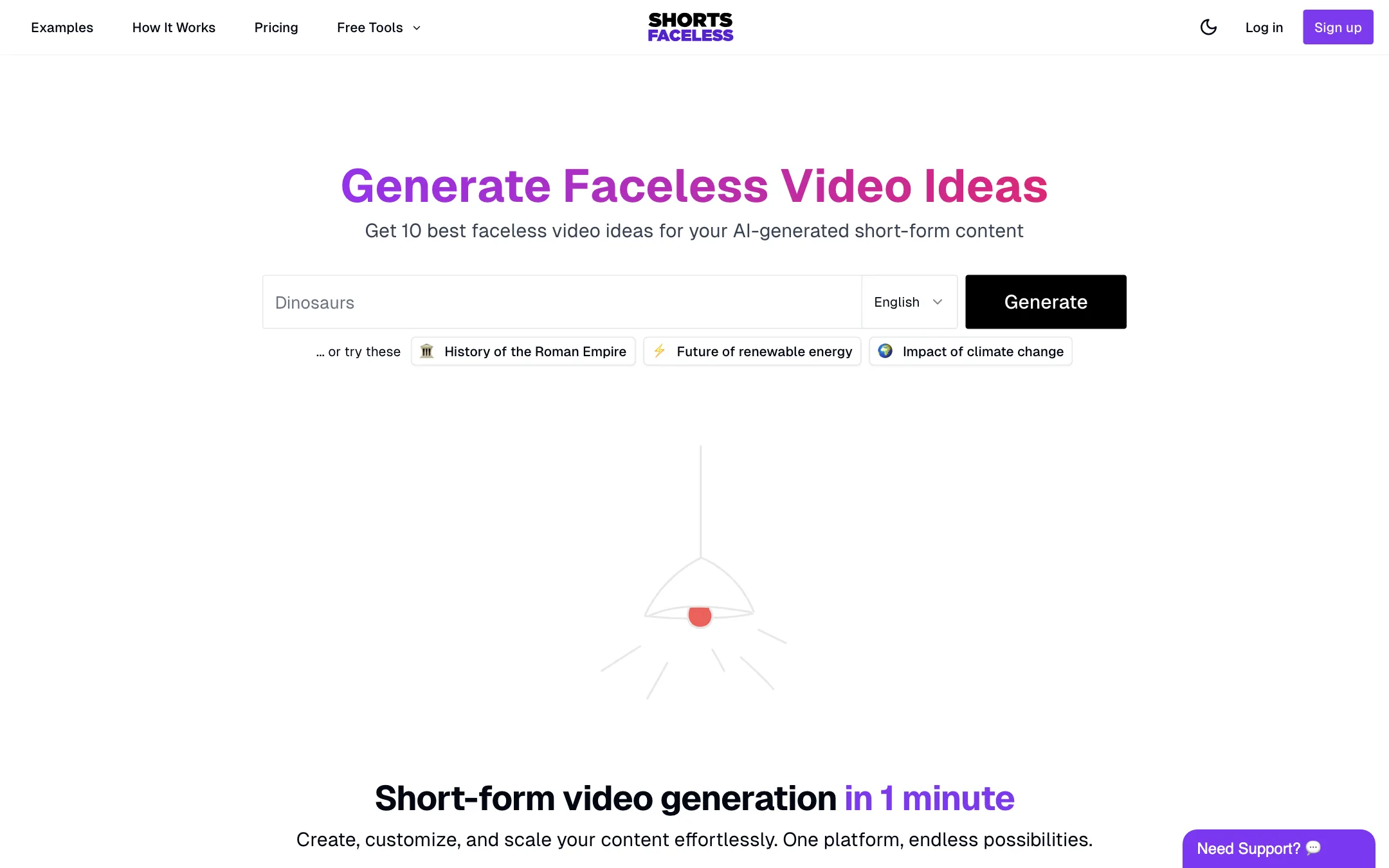 ShortsFaceless free video ideas generator
