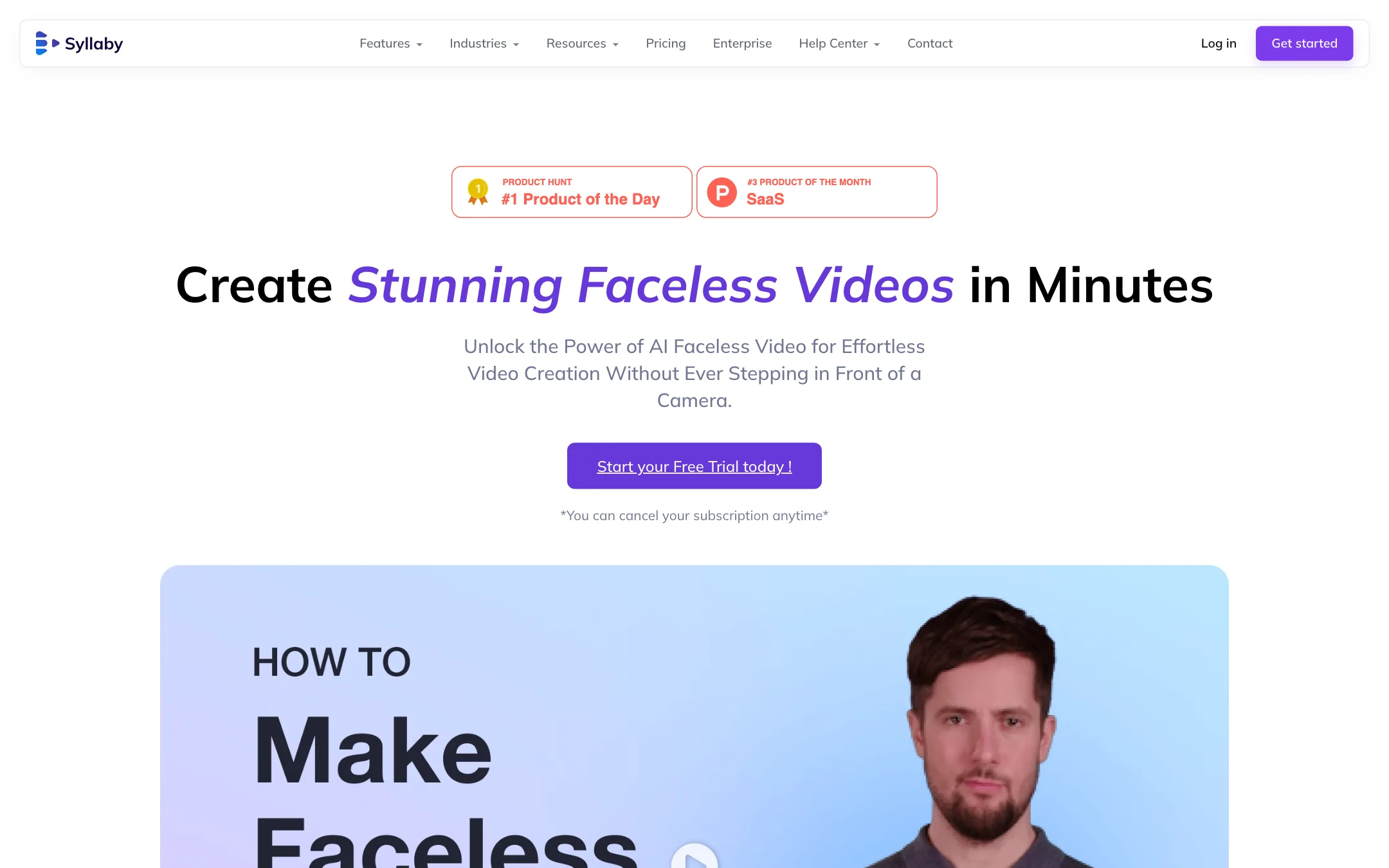 Syllaby faceless video feature page