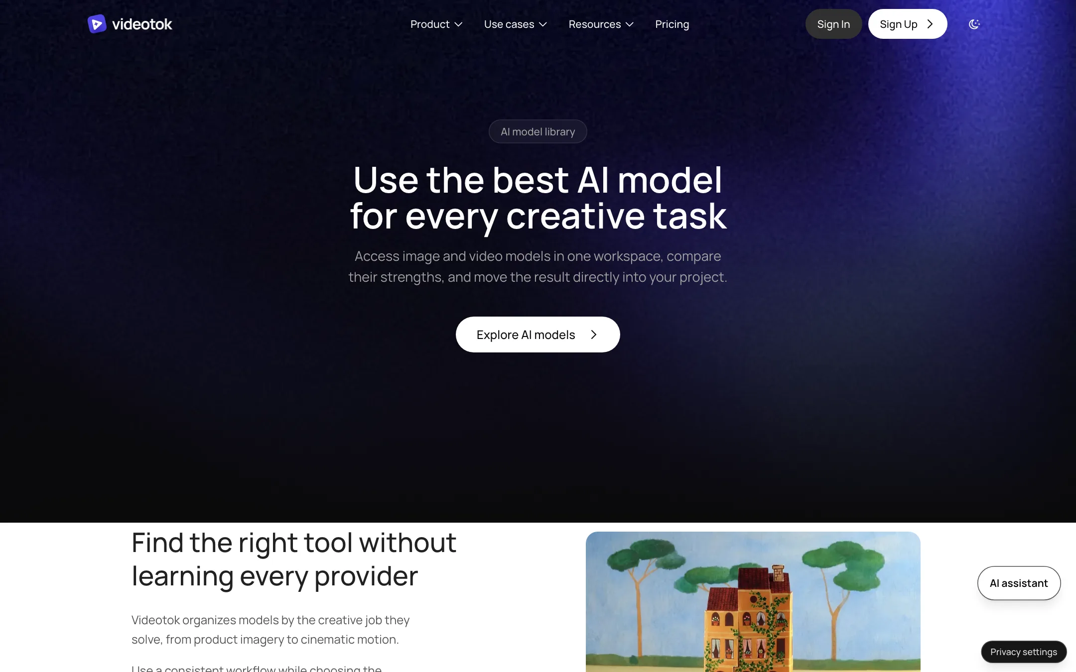 VideoTok AI model library page headline