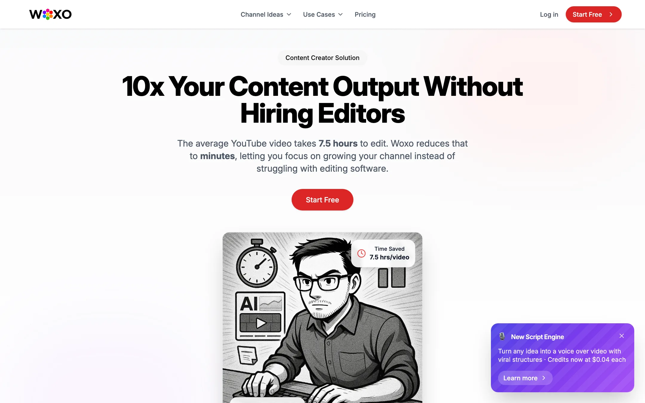 Woxo use cases page for content creators